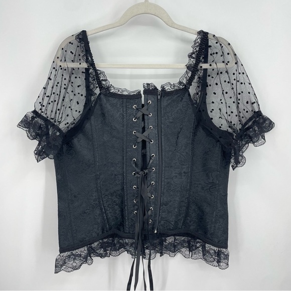 gothic corset 5xl puff sleeves lace black - Picture 5 of 7